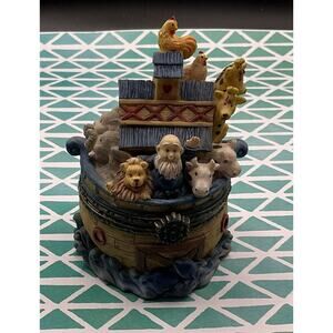 AVON Gift Collection NOAH'S ARK Detailed Hinged Trinket Jewelry Box 1999 Vintage